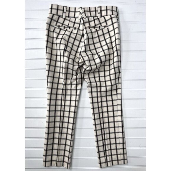 ANTHROPOLOGIE Women's White Blue Plaid The Essential Slim Pant 0P - Picture 5 of 5
